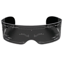 Óculos de sol East-Tamaki com lentes LED coloridas, design moderno e detalhes brilhantes para estilo vibrante.