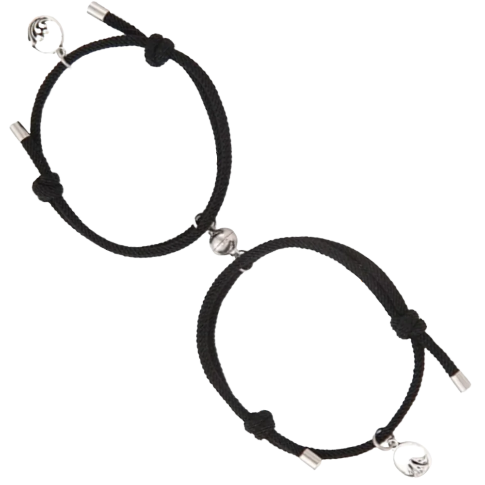 Conjunto de 2 pulseiras magnéticas para casais da Ladychenile, pulseiras pretas de estilo elegante e confortável.