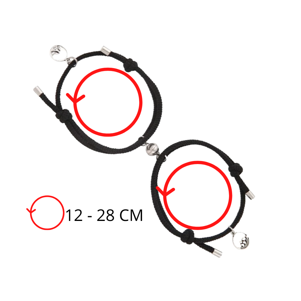 Conjunto de 2 pulseiras magnéticas para casais da Ladychenile, com design elegante e detalhes modernos.