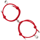 Conjunto de 2 pulseiras magnéticas para casais da Ladychenile, pulseiras vermelhas de metal com fechos ajustáveis.