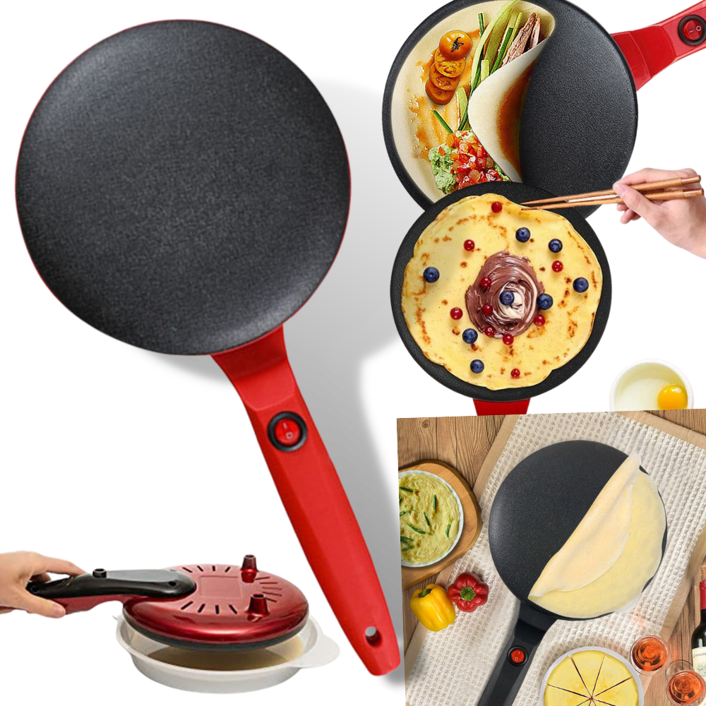 Crepeira elétrica antiaderente Nutrichef para preparo de crepes e massas, superfície uniforme e controle de temperatura.