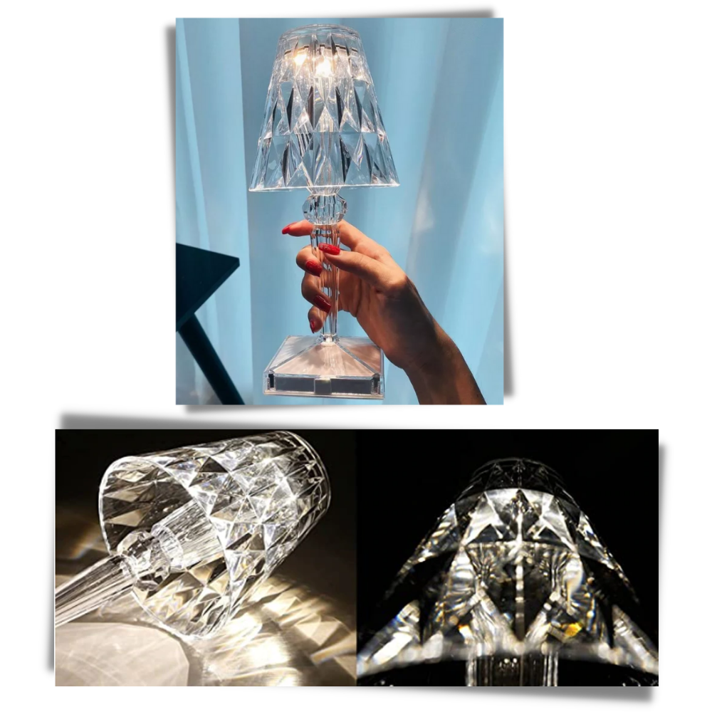 Lâmpada de escritório em cristal acrílico da Diyoo, com design moderno e acabamento transparente.