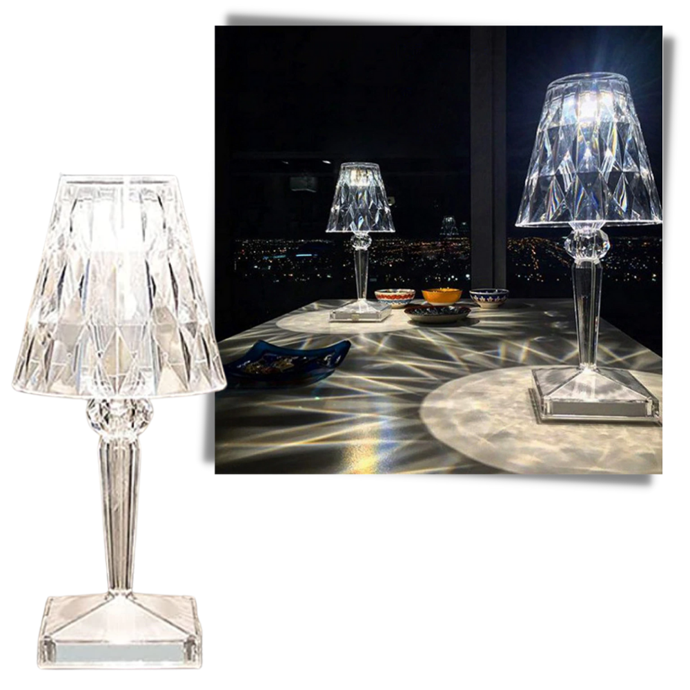 Lâmpada de mesa Diyoo em cristal acrílico com design moderno e elegante para decorar escritórios e ambientes internos.