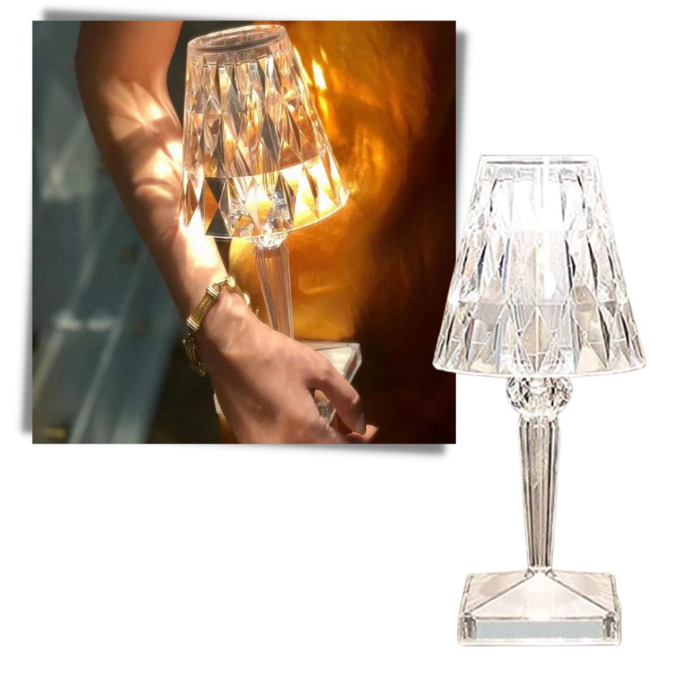 Lâmpada de mesa Diyoo com corpo de cristal acrílico transparente, iluminação moderna e portátil para escritório.