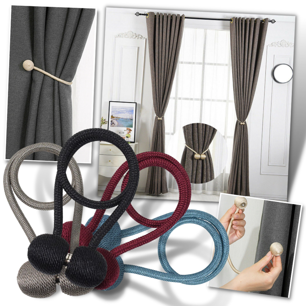 Conjunto de 2 ganchos magnéticos Aetomce para cortinas, acessórios para tratamento de janelas, práticos e discretos.