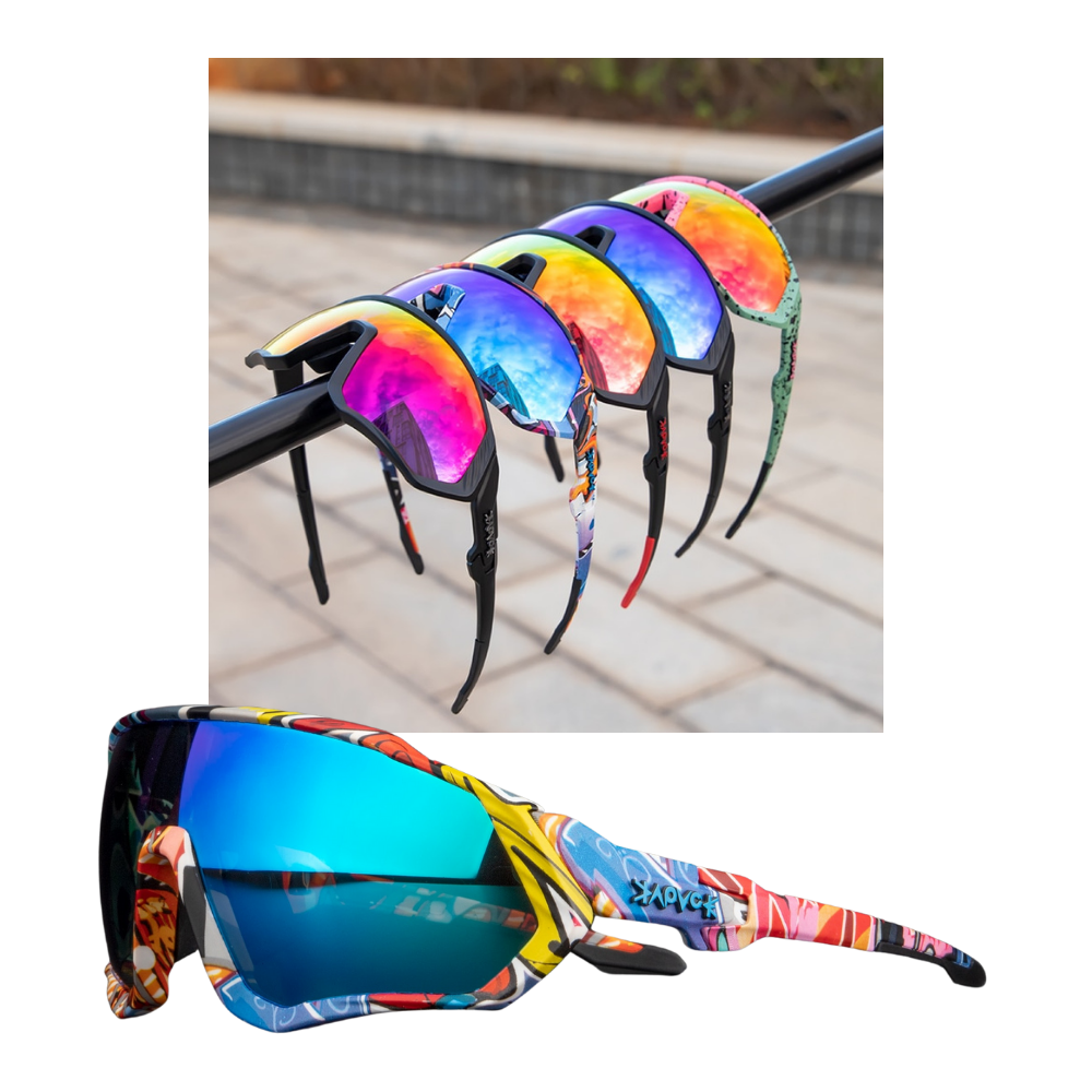 Óculos de sol polarizados para ciclismo, armação leve e lentes espelhadas, ideal para proteção e estilo ao pedalar
