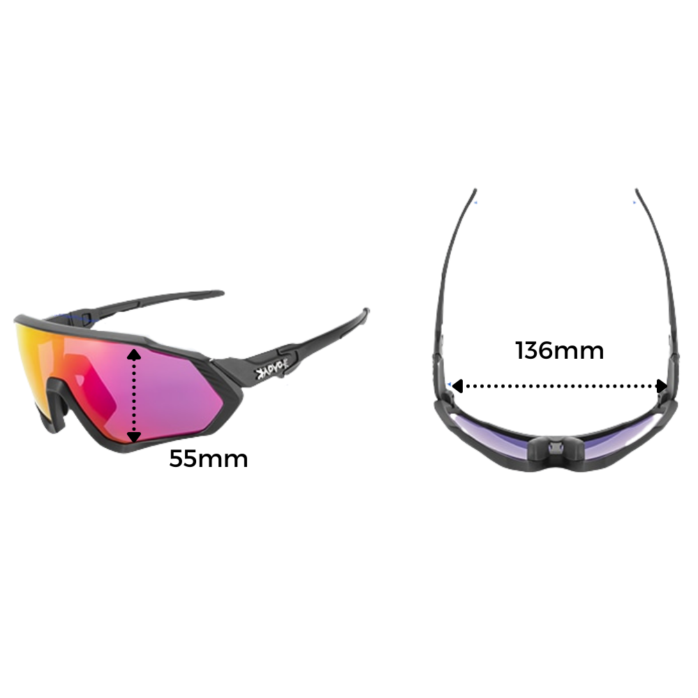 Óculos de sol polarizados para ciclismo, armação leve e lentes escuras, ideal para proteção durante passeios de bicicleta.