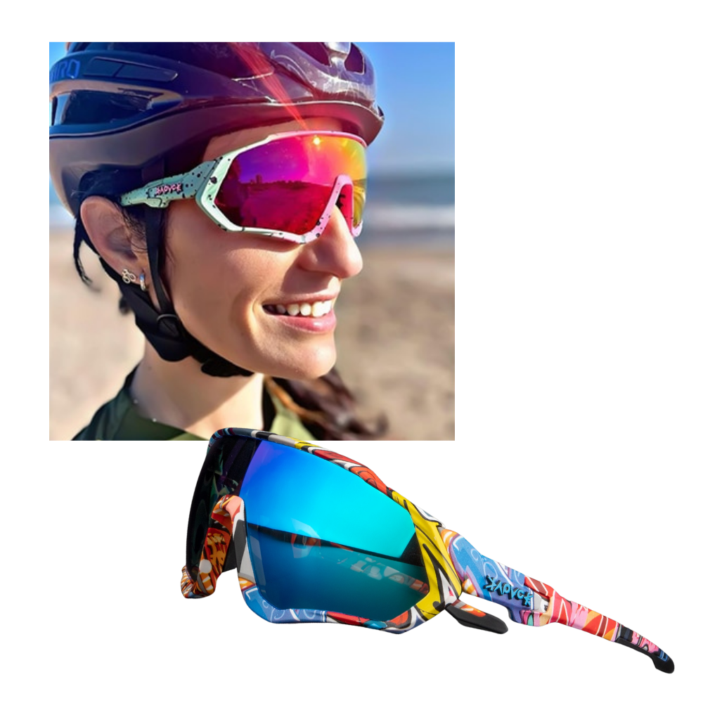 Óculos de sol polarizados para ciclismo, proteção ocular eficiente, armação resistente e lentes de alta qualidade.