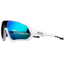 Óculos de sol polarizado para ciclismo, armação moderna e lentes espelhadas, ideal para proteção durante o esporte.