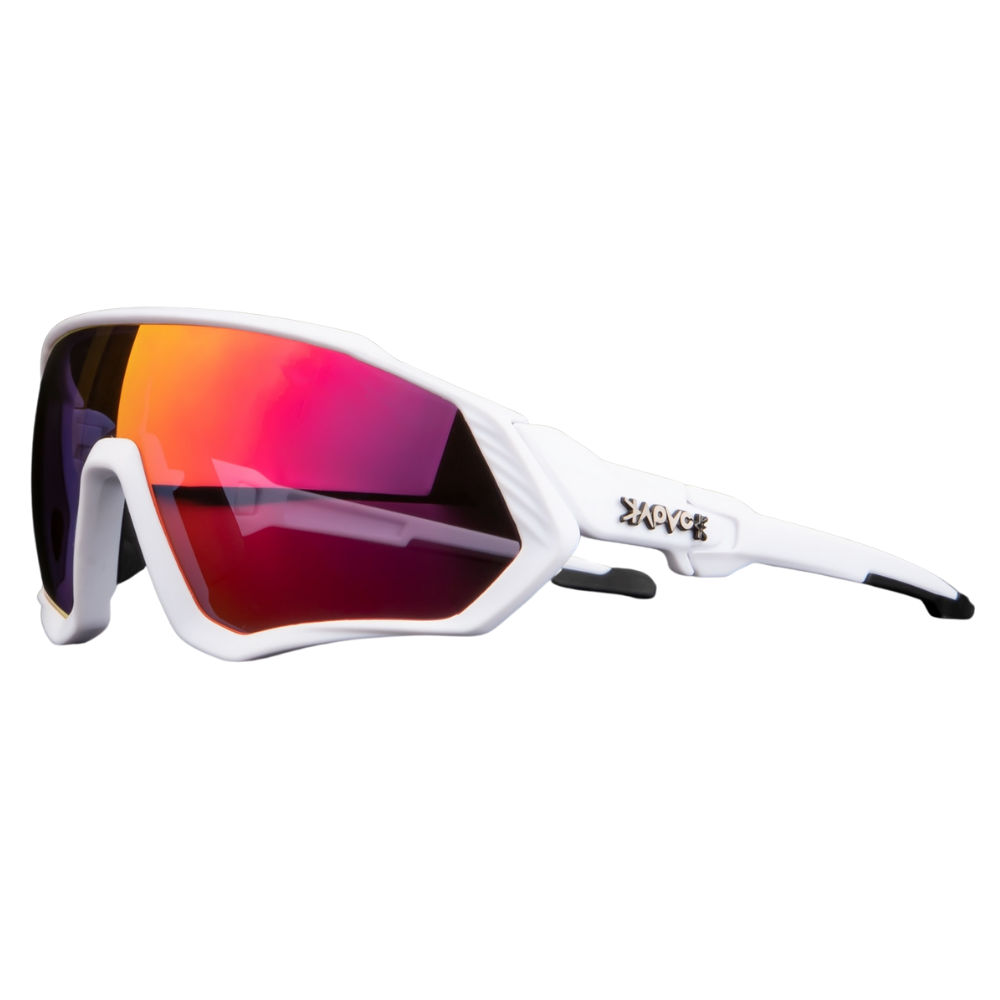 Óculos de sol polarizados para ciclismo da marca genérica, com armação esportiva e lentes reflexivas para proteção solar.