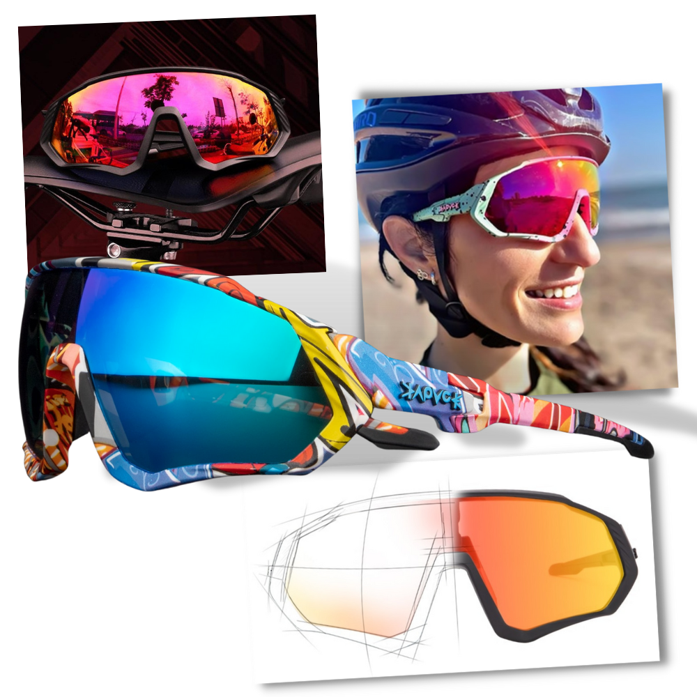 Óculos de sol polarizados para ciclismo da marca Genérica, armação leve e lentes escuras para proteção contra raios solares