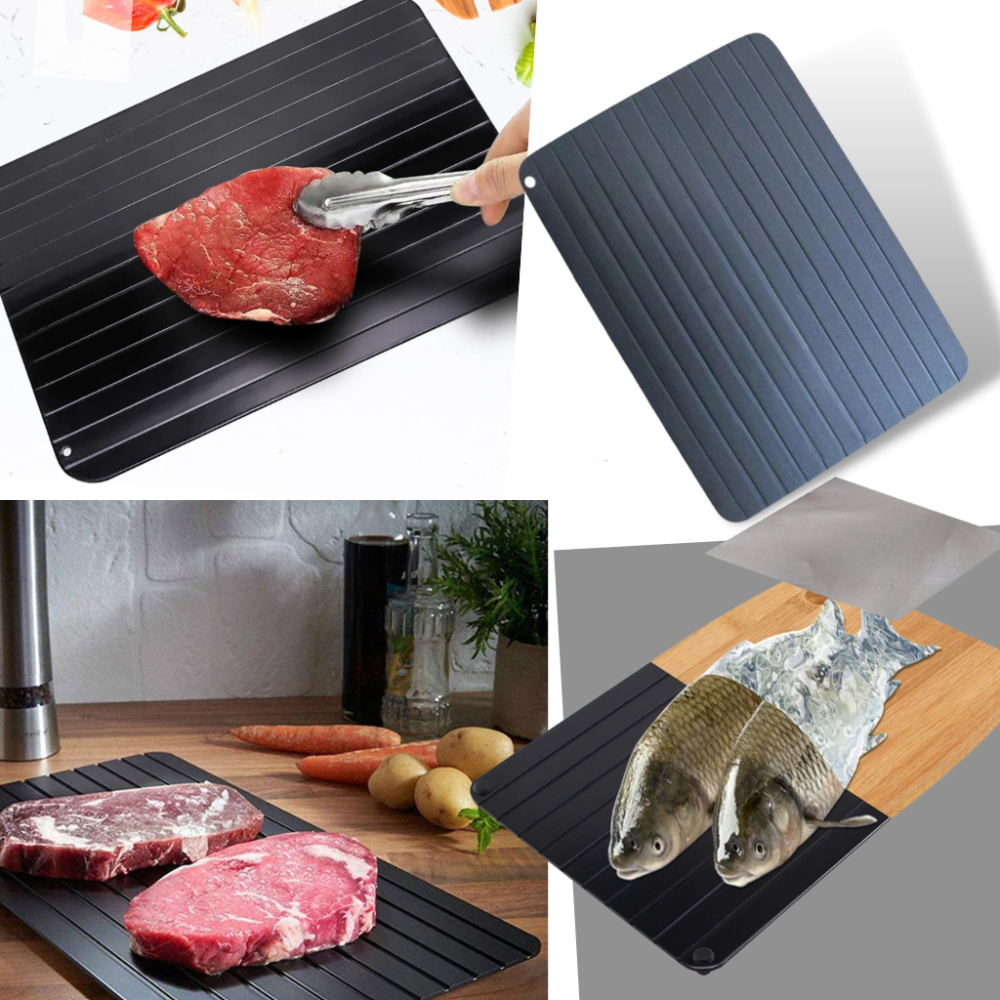 Bandeja de descongelamento de alimentos Belleviee, utensílio de cozinha para descongelar alimentos de forma rápida e eficiente.