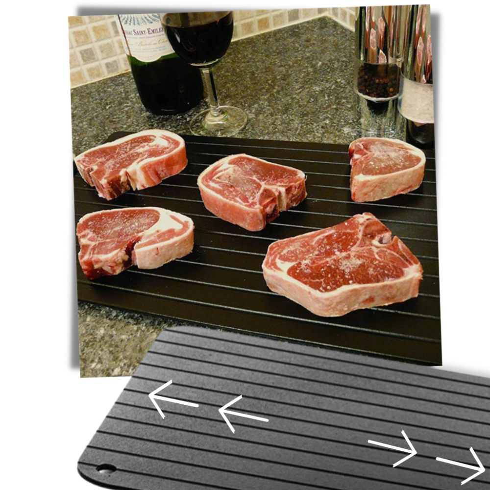 Bandeja de descongelamento de alimentos Belleviee, utensílio de cozinha para descongelar alimentos de forma rápida e prática.