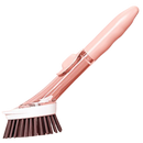 Escova de lavar louça Tina&Tony com distribuidor de sabonete rosa para limpeza doméstica eficiente