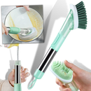 Escova de louça Tina&Tony com dispenser de sabonete, utensílio de limpeza para cozinha com cabeça de escova e reservatório de sabão