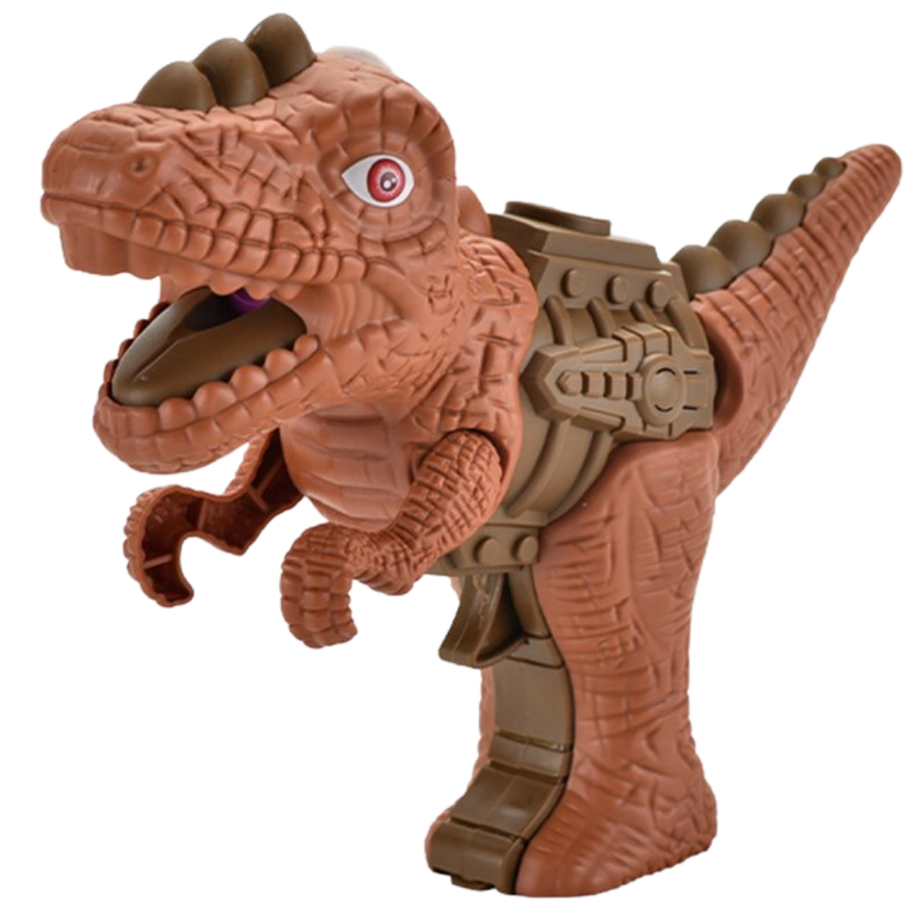 Figurinha de dinossauro Sesaver, com efeito de fogo, em tons marrons, parte de coleção de brinquedos e figuras de dinossauros.