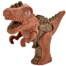 Figurinha de dinossauro Sesaver, com efeito de fogo, em tons marrons, parte de coleção de brinquedos e figuras de dinossauros.
