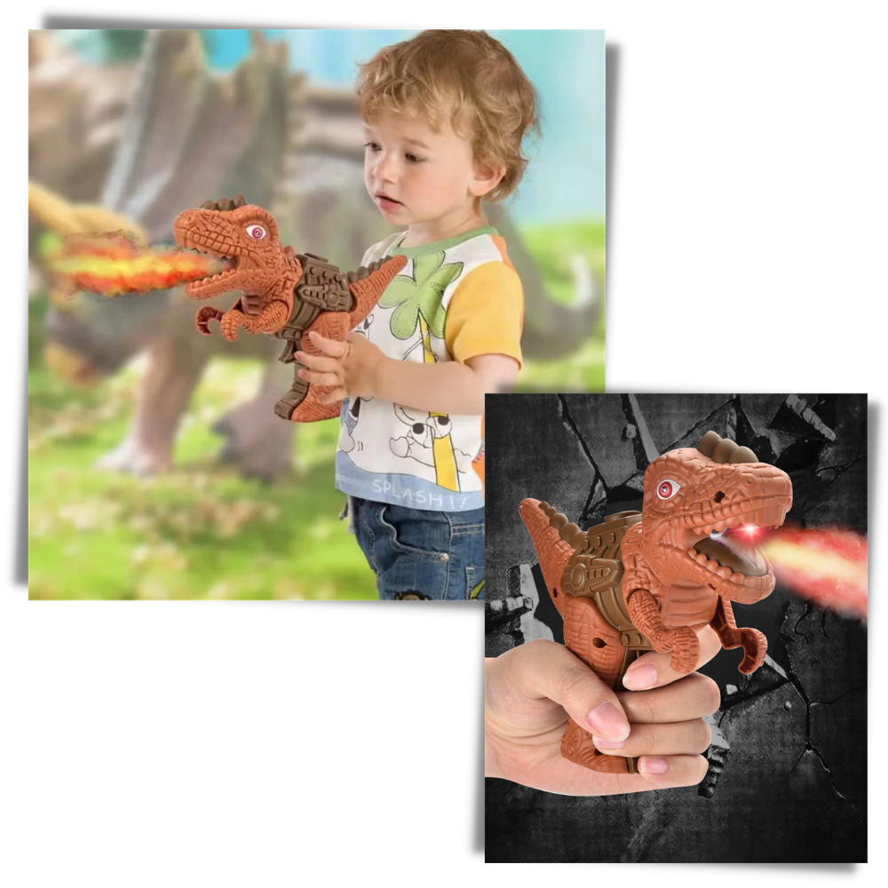 Boneco Pistolet Dinossauro cracheur de fogo da marca Sesaver, figura de dinossauro com detalhes coloridos e expressivos.