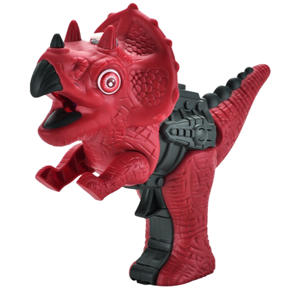 Figura de dinossauro com efeito de fogo, brinquedo da marca Sesaver, parte de coleção de bonecos e figuras de dinossauros.