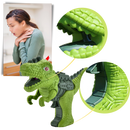 Figura de dinossauro com pistola de fogo, brinquedo de coleção Sesaver, com detalhes coloridos e expressão feroz.