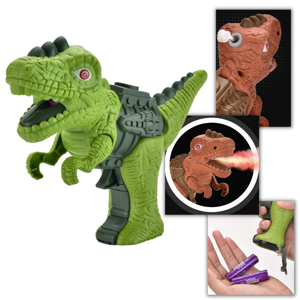 Figura de dinossauro de brinquedo da Sesaver, pistolet com efeito de fogo, parte de coffret de figuras de dinossauros.