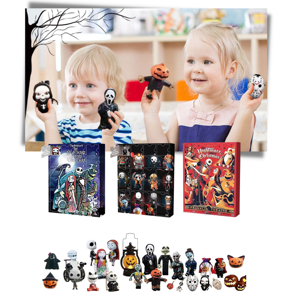 Bonecos de Halloween colecionáveis da Wjkb, conjuntos de figuras para crianças, com detalhes festivos e assustadores.