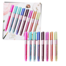 Conjunto de 8 marcadores de linhas duplas Meitianfacai com cores variadas para escrita e desenho.