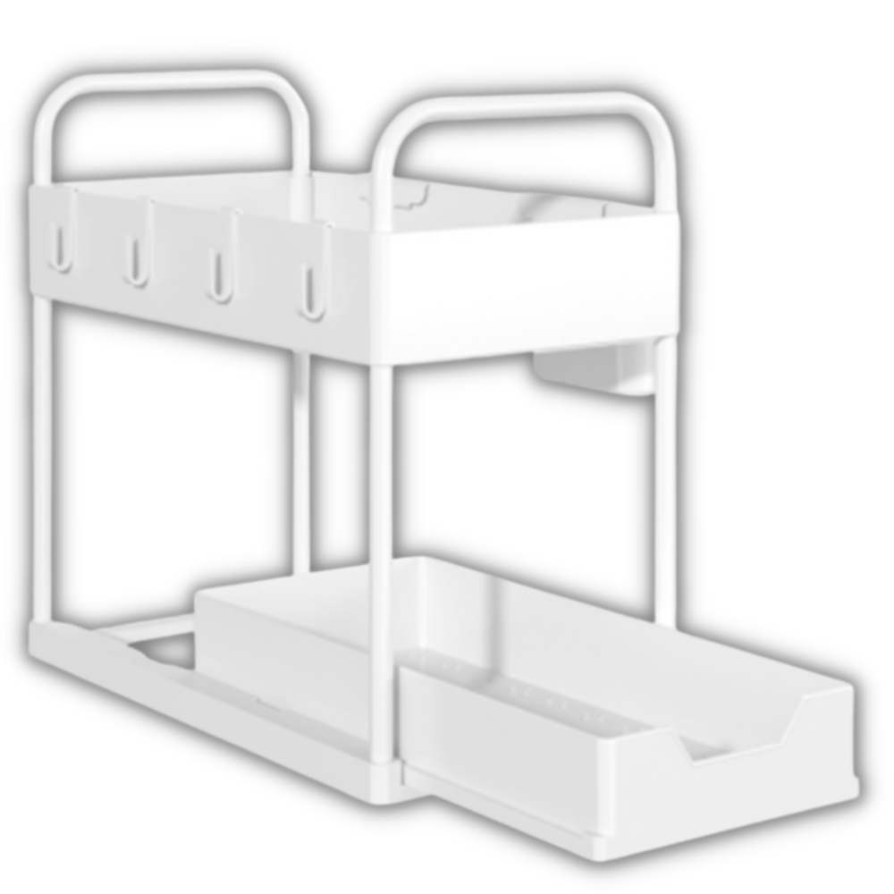 Suporte de parede para especiarias com dois gavetas brancas da marca Alimaro, ideal para organização na cozinha.