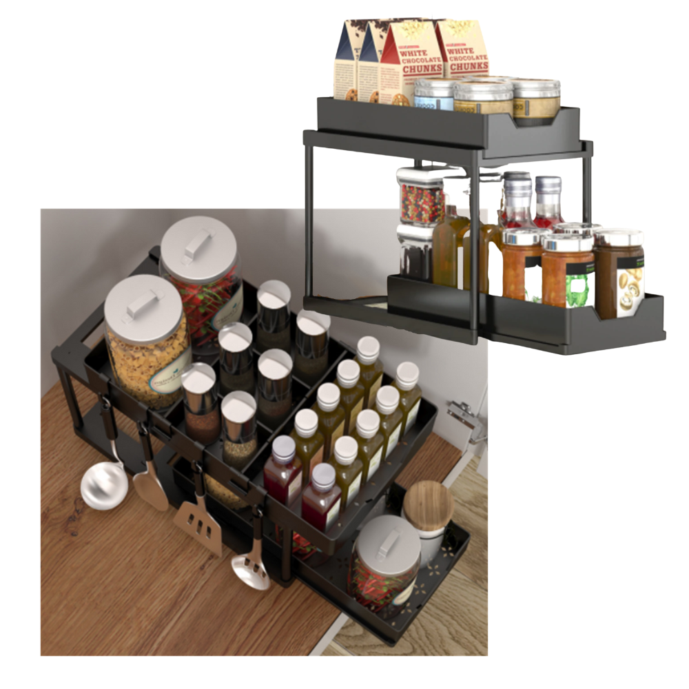 Porta-espices com dois gavetas da Alimaro, utensílios de cozinha duráveis e organizados para especiarias.
