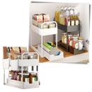 Porte-épices Alimaro com dois gavetas, organizador de especiarias para cozinha, feito de material durável e prático.