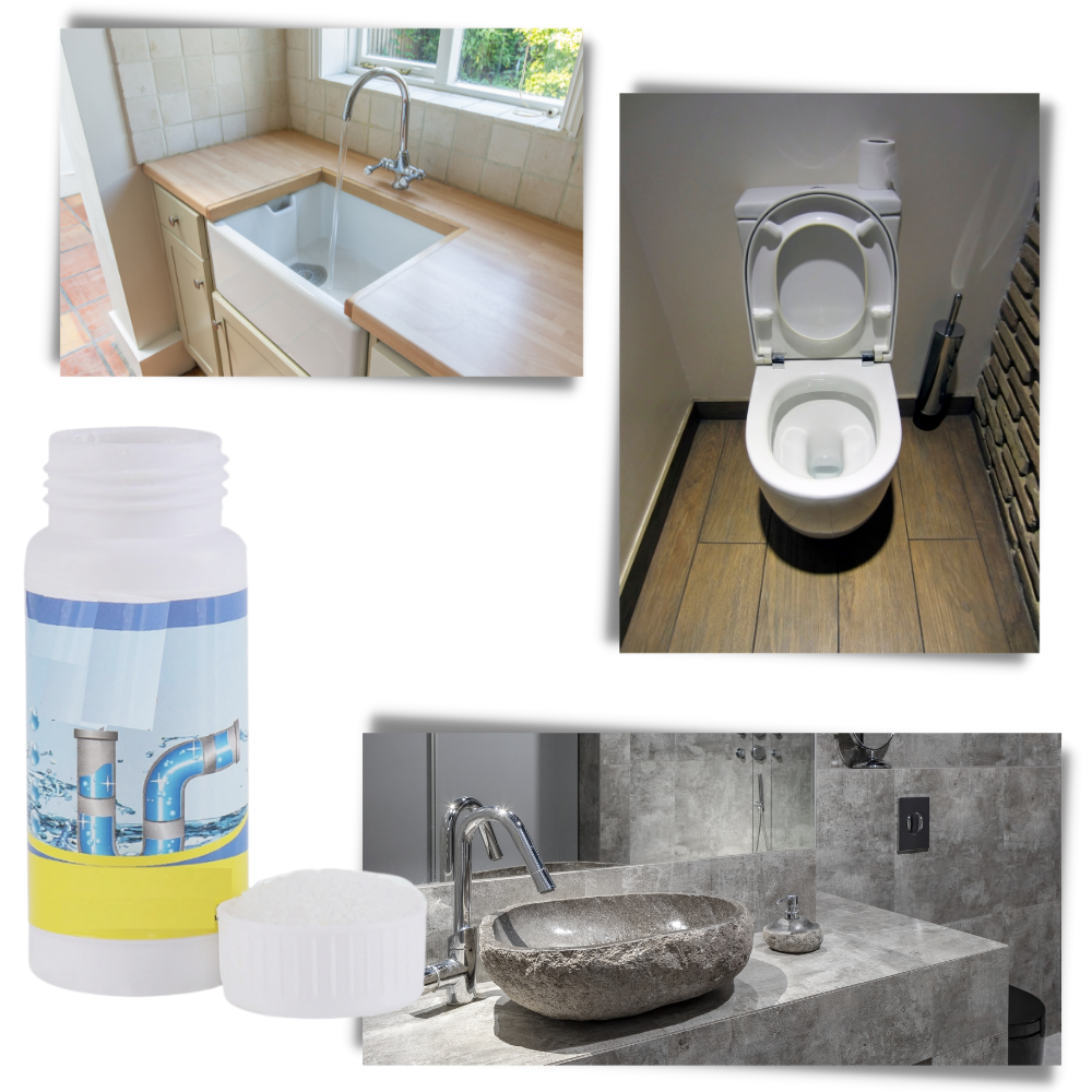 Pó de limpeza Follure para pias e canos, com design multifuncional, usado em limpeza doméstica para desentupir e eliminar odores