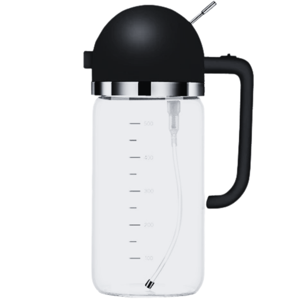 Frasco distribuidor de óleo preto com vaporizador e bico para cozinha, utensílio de cozinha da marca Genérico.