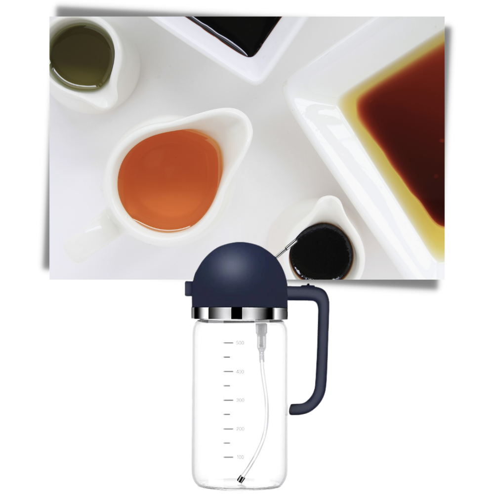 Borrifador e garrafa para óleo da marca Genérica, utensílio de cozinha com vaporizador e bico para despejar óleo.