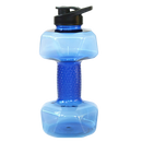Suporte para alimentos e bebidas Nuolux em formato de garrafa de água com haltere azul, ideal para armazenamento e transporte.