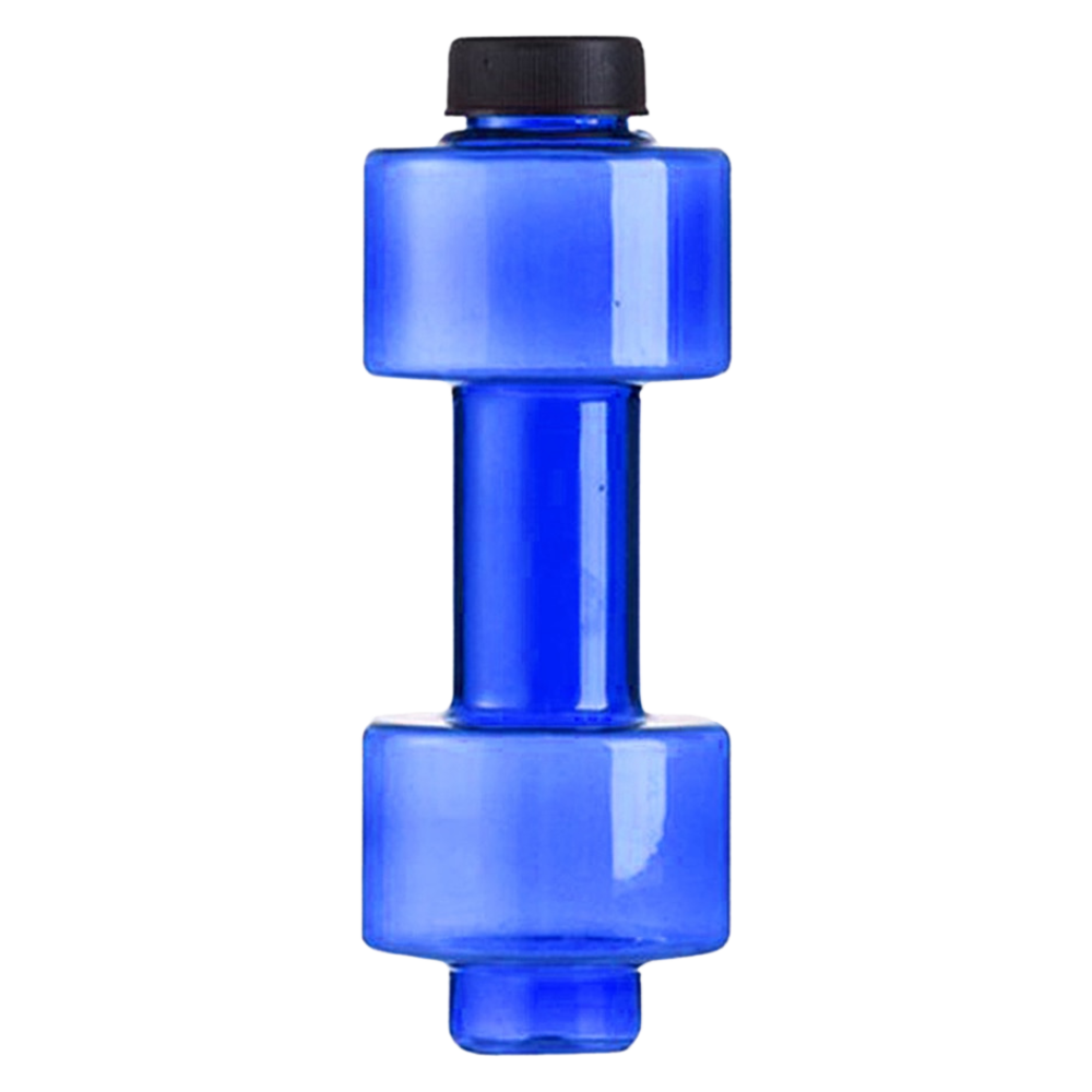 Suporte para alimentos e bebidas Nuolux em forma de haltere azul, ideal para garrafas de água e lanches.