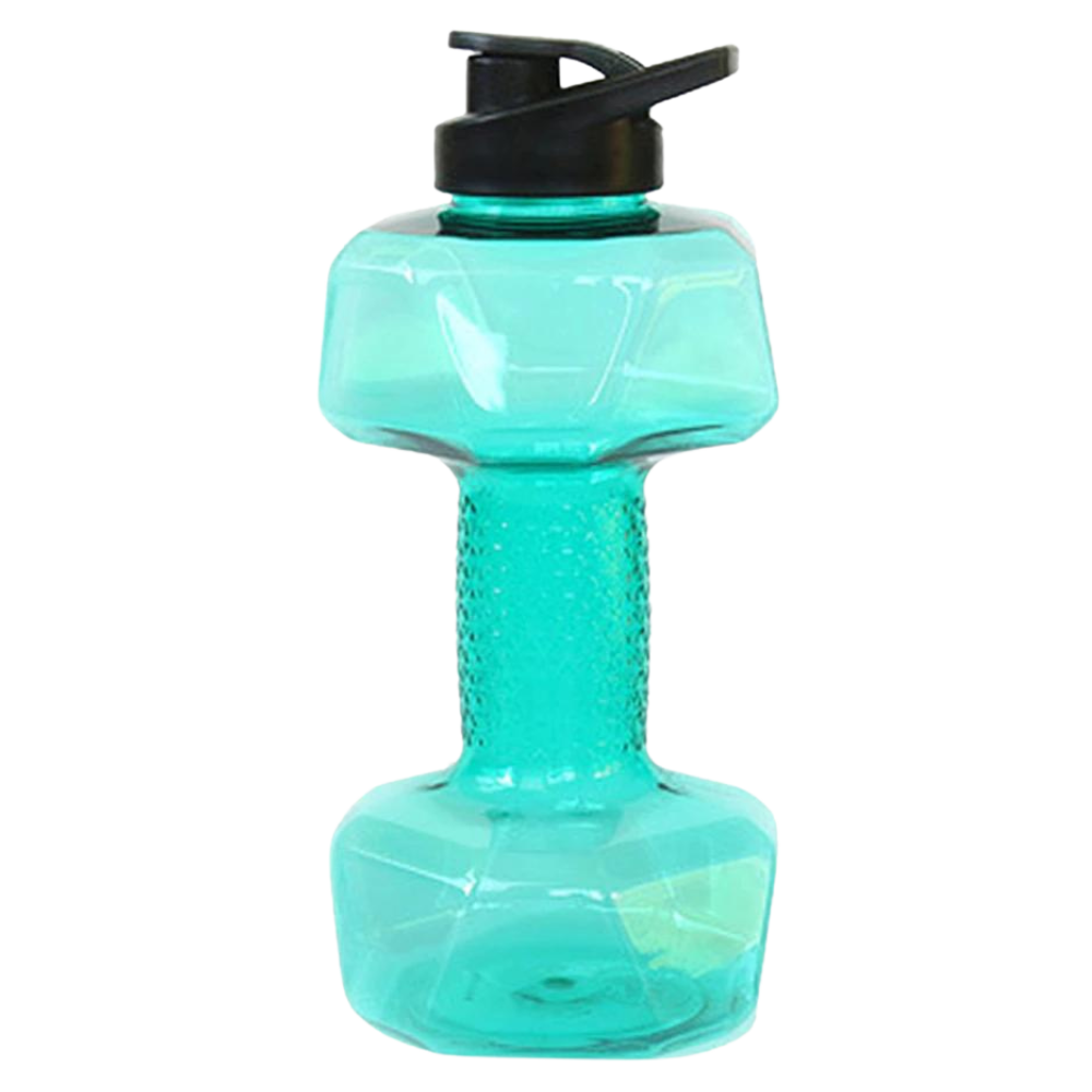 Suporte para alimentos e bebidas Nuolux em formato de garrafa de água com haltere verde, ideal para armazenamento e transporte。