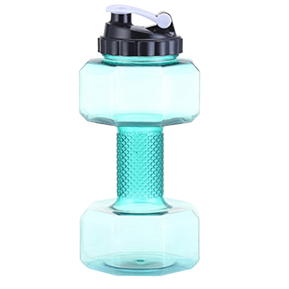 Suporte para alimentos e bebidas Nuolux em formato de haltere, verde, ideal para garrafas de água e lanches.