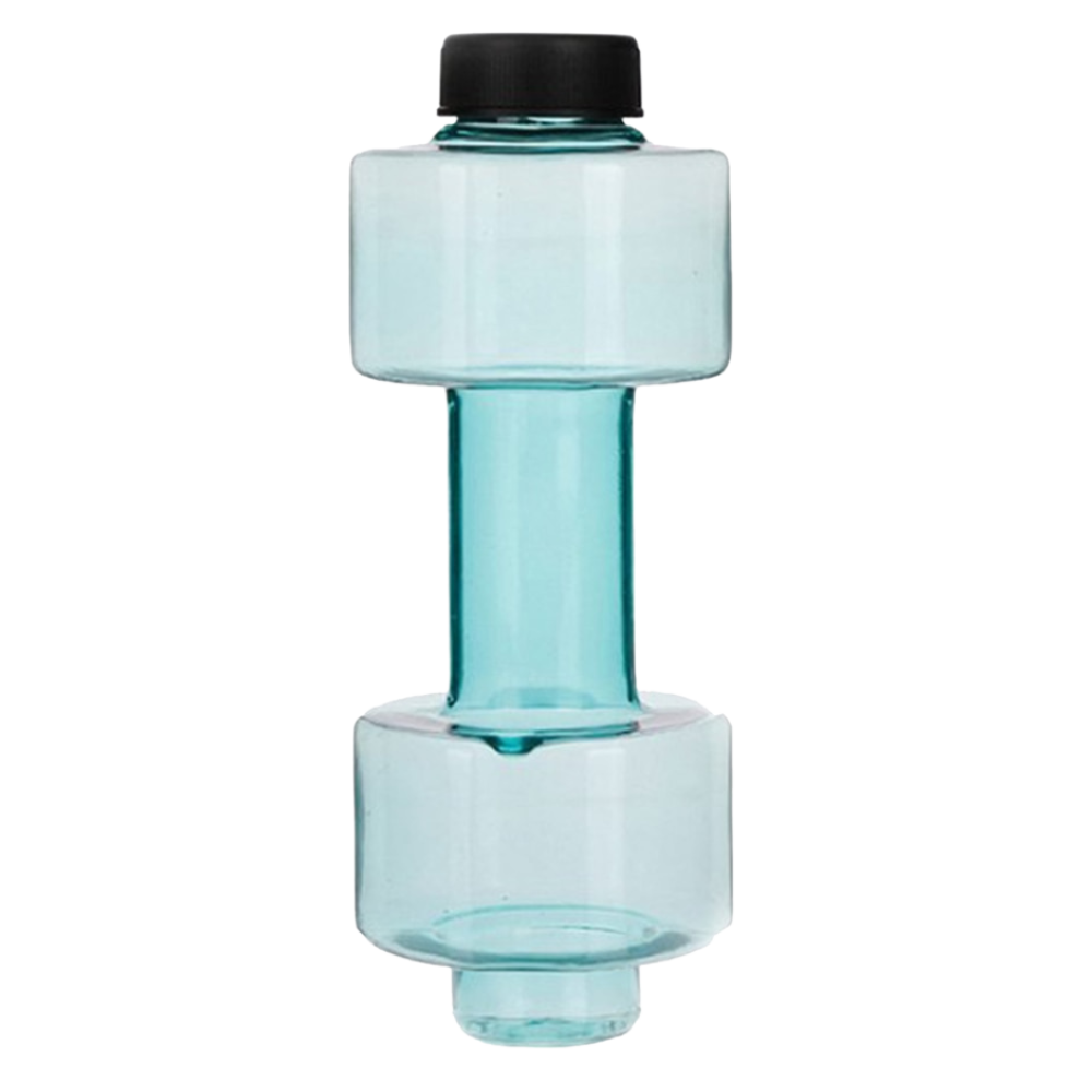 Suporte para alimentos e bebidas Nuolux em formato de garrafa de água e haltere verde, ideal para manter bebidas e alimentos organizados.