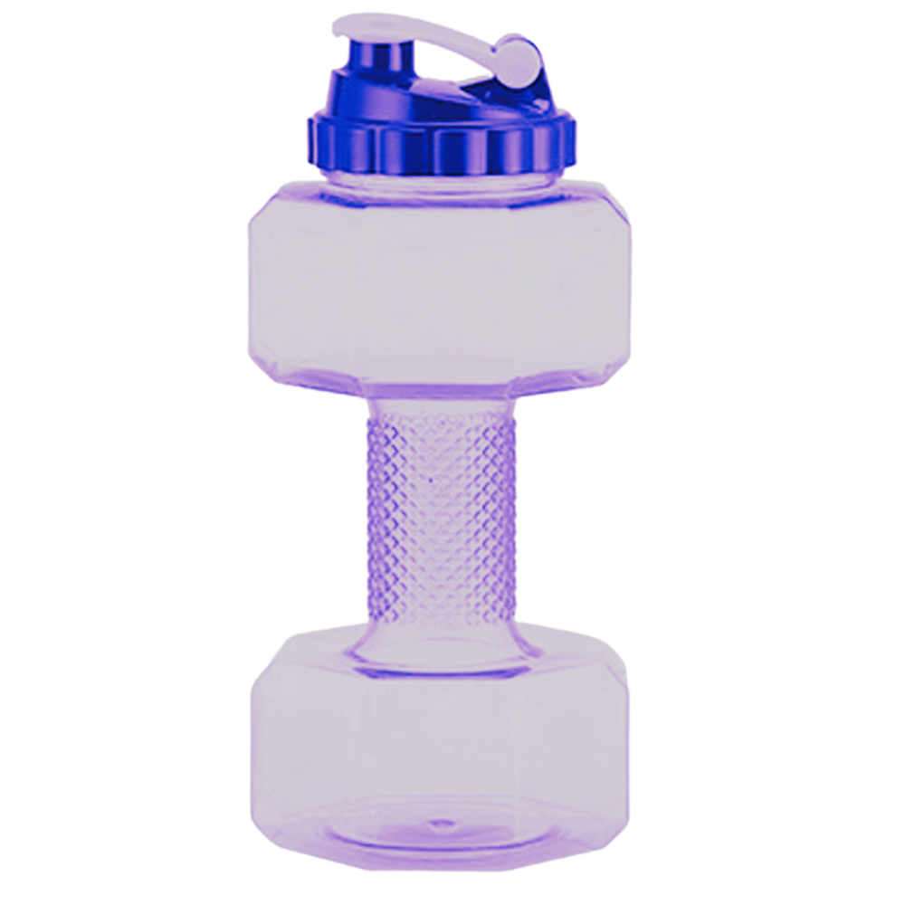 Garrafas de água em forma de haltere da Nuolux, suporte para alimentos e bebidas, de cor roxa, com design de haltere.