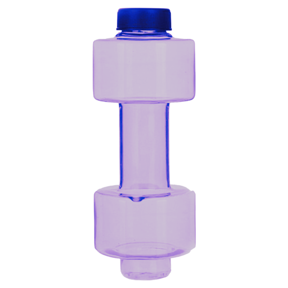 Suporte para alimentos e bebidas Nuolux em forma de haltere, cor roxa, ideal para garrafas de água e lanches.