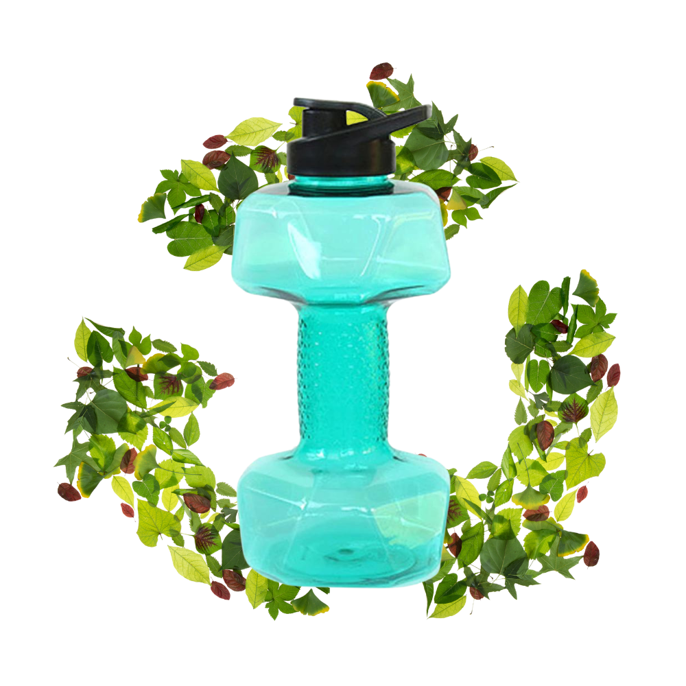 Suporte para alimentos e bebidas Nuolux em formato de haltere, recipiente reutilizável para água ou alimentos.