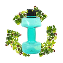 Suporte para alimentos e bebidas Nuolux em formato de haltere, recipiente reutilizável para água ou alimentos.