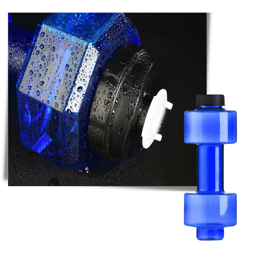 Suporte para alimentos e bebidas Nuolux em forma de haltere, resistente e durável, ideal para garrafas de água e lanches.