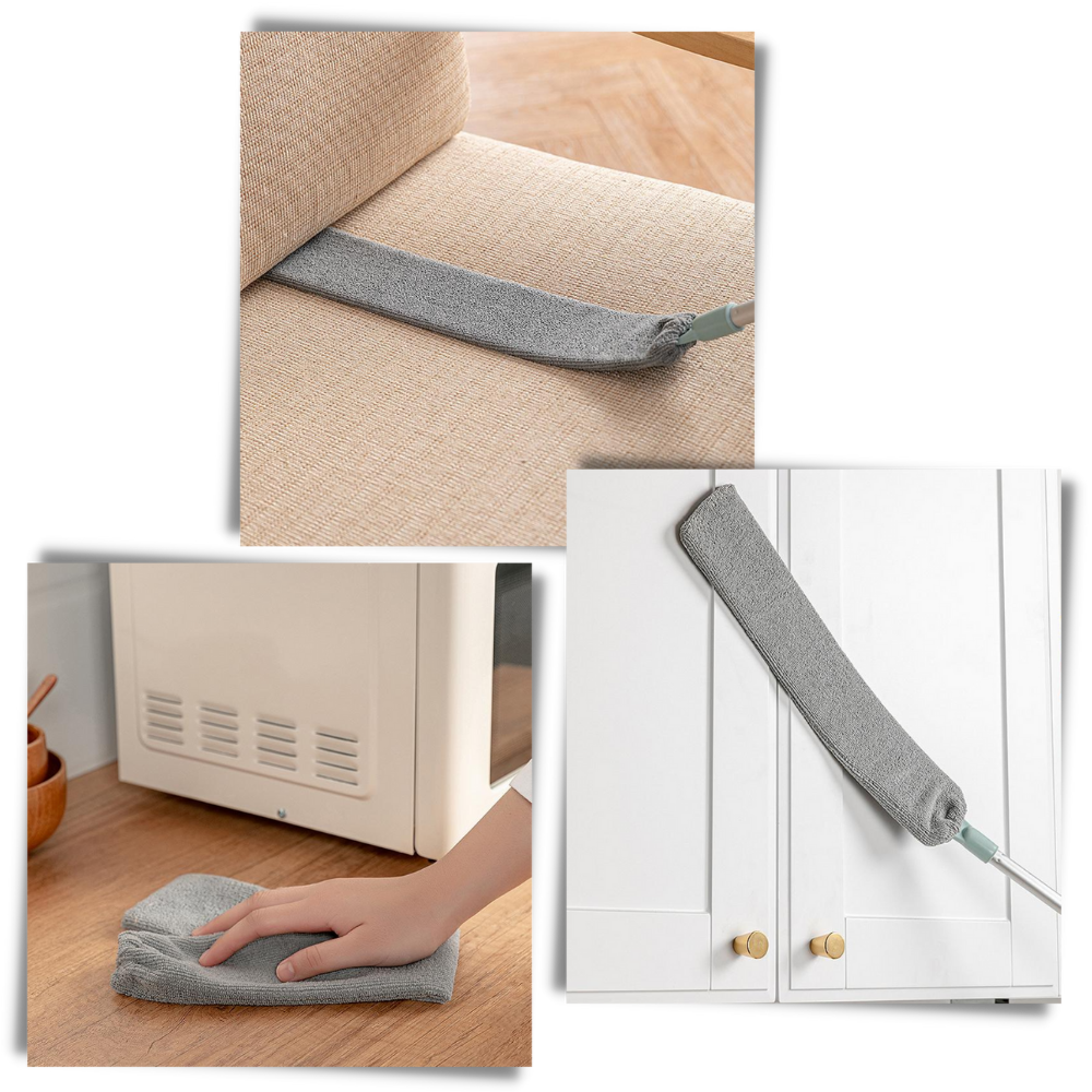 Ferramenta de limpeza doméstica Blvb, tubo telescópico de microfibra para remover poeira de superfícies variadas.