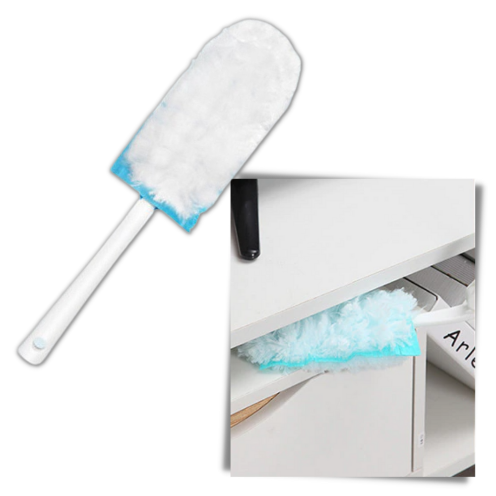 Pluma de limpeza eletrostática descartável Parezy para áreas estreitas ou difíceis de alcançar, ideal para limpeza doméstica.