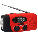 Radio de emergência multifuncional com manivela, luz LED e entrada para celular, marca 3P Experts, cor vermelha.
