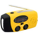 Radio de emergência multifuncional da 3P Experts com manivela, display digital, lanterna e entrada para USB em amarelo