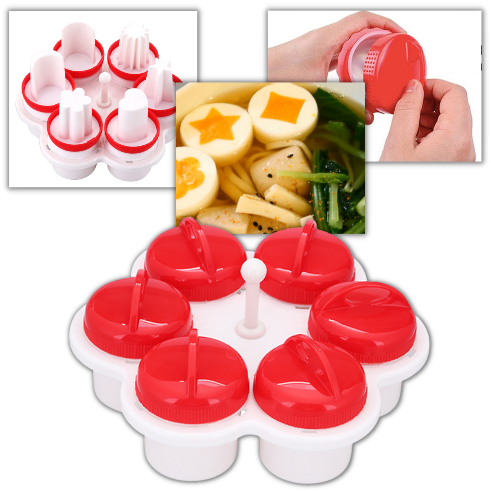 Conjunto de 6 cozinheiros de ovos Viitech, eletrodoméstico de cozinha para preparo de ovos cozidos, na imagem com vários dispositivos.