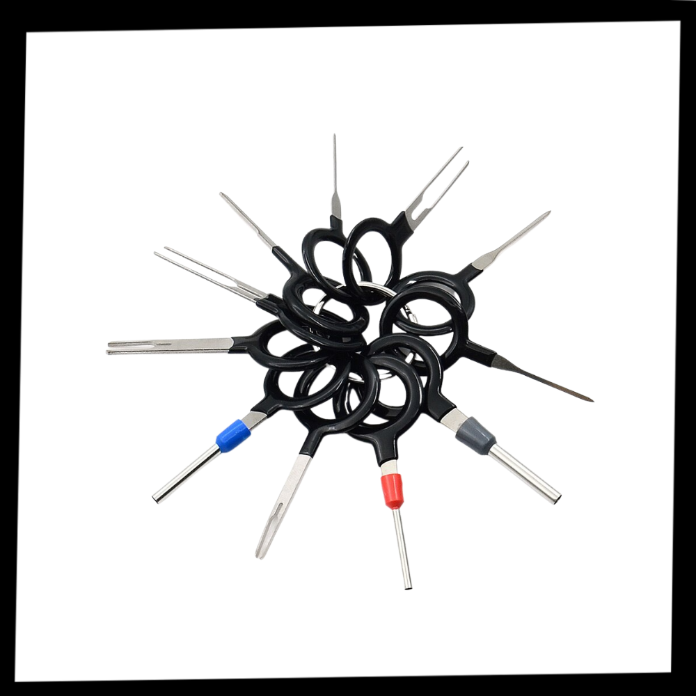 Kit de ejetor de conectores elétricos da Fun For All Llc, componentes para remoção de conectores eletrônicos, embalagem com várias ferramentas.