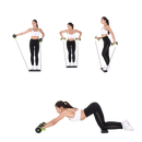 Roue abdominal Kazolen com faixas de resistência para exercícios de core e fortalecimento abdominal, vista frontal.